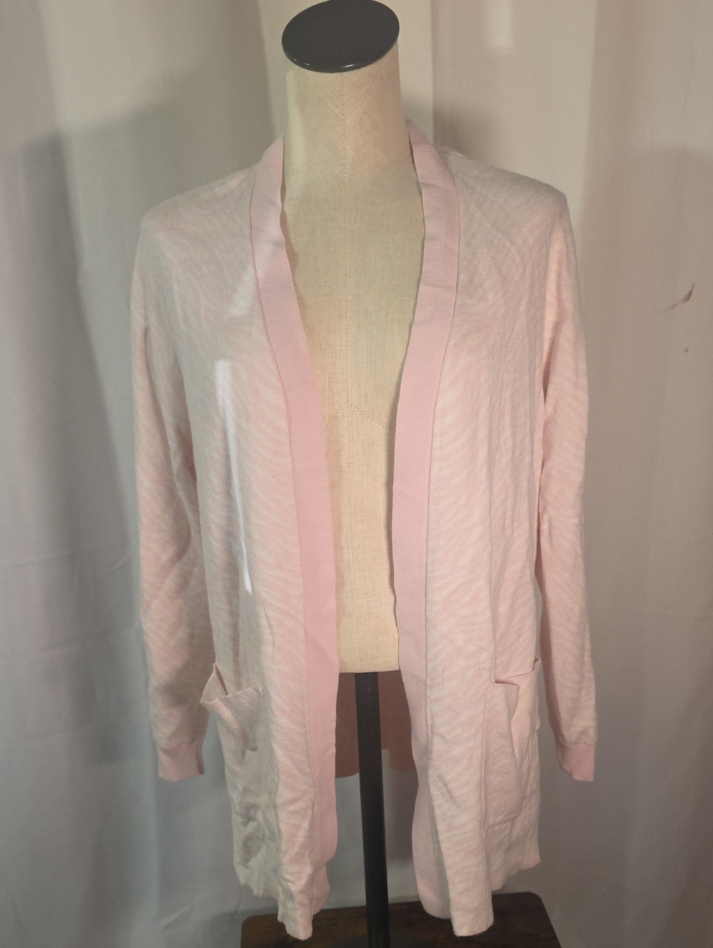 Belle by Kim Gravel Light Pink Open-Front Cardigan with Pockets